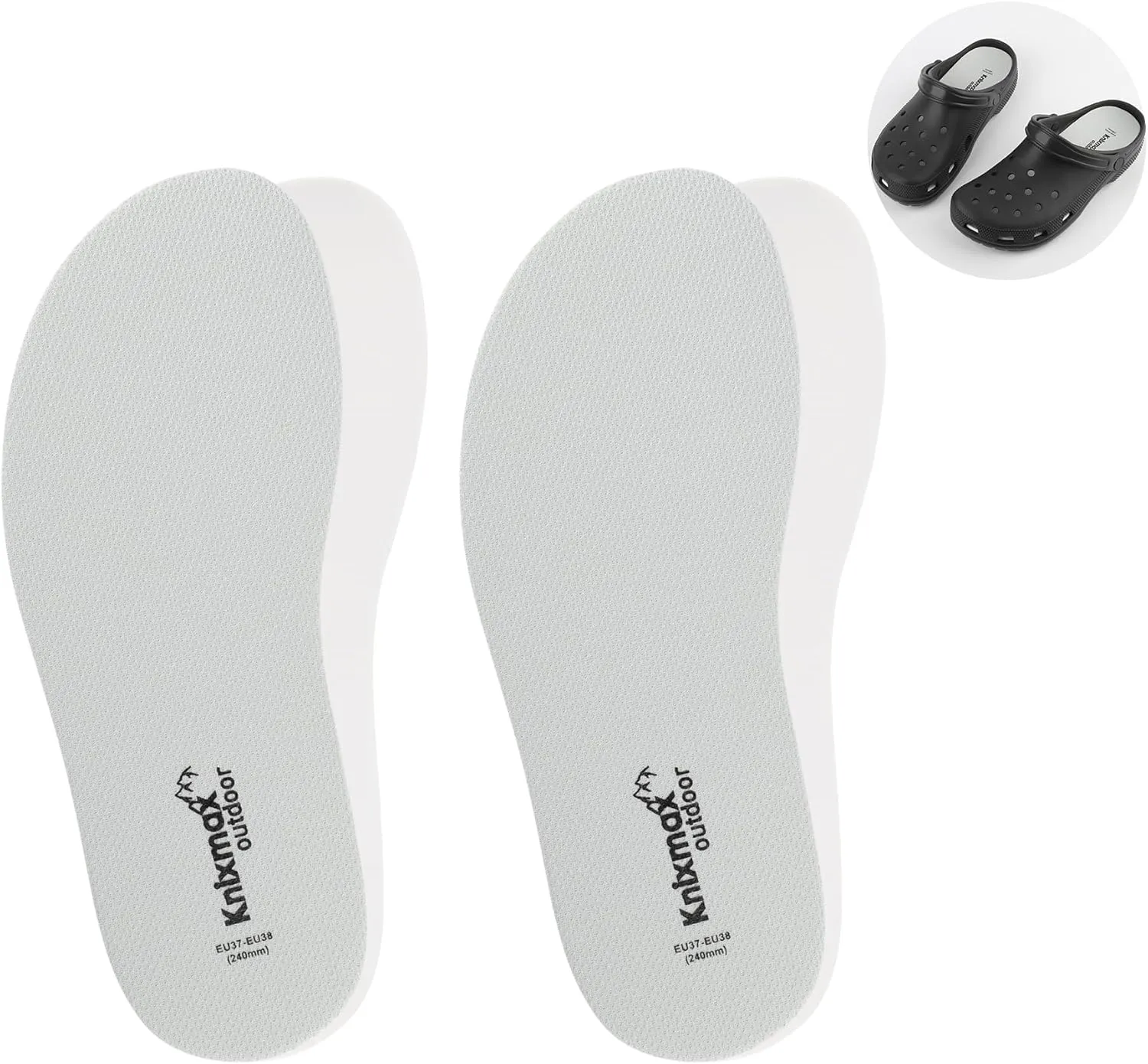 Men Women Insoles for Crocs Ultra-Thin Comfort Shoe Inserts for Garden Clogs, Nurse, Chef, Water Shoes, Waterproof Replacement Barefoot Liners Breathable Pad Grey Size 8 /EU41