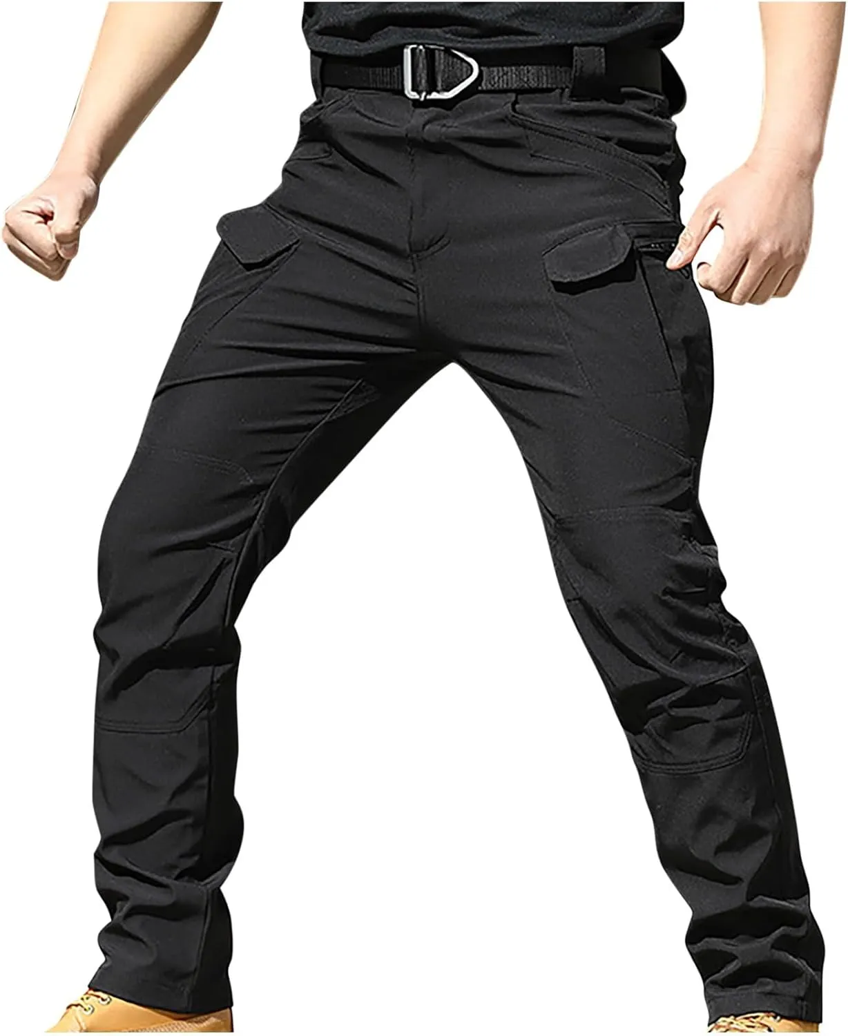 Mens Cargo Trousers Combat Work Pants Stretch Slim Sweatpants Outdoor Bottoms with Multi Pockets Joggers Running Pant