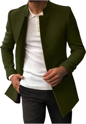 Men'S Fall Winter Jacket Lightweight Casual Coat Button Down Business Jackets Windbreaker
