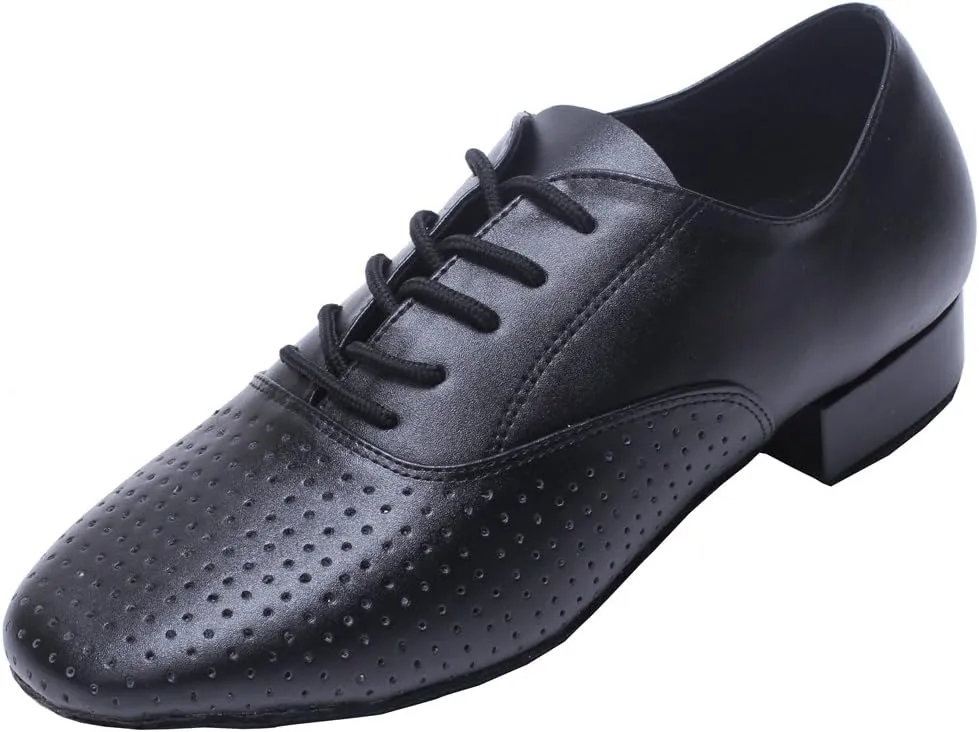 Mens Jazz Latin Dance Shoes Salsa Tango Cha-Cha Ballrom Round Toe Practice Fashion Dancing Shoes Lace Up 1IN