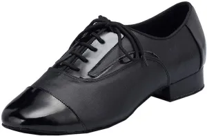 Mens Latin Dance Shoes Leather Jazz Round Toe Lace Up Teather 1IN