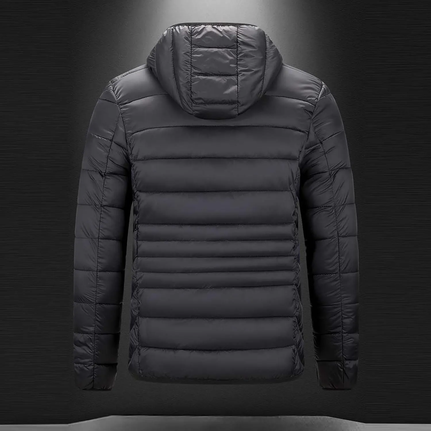 Men's Lightweight Puffer Jacket Hooded Windproof Winter Coat Full Zip Insulated Quilted Lined Down Coat with Removable Hood