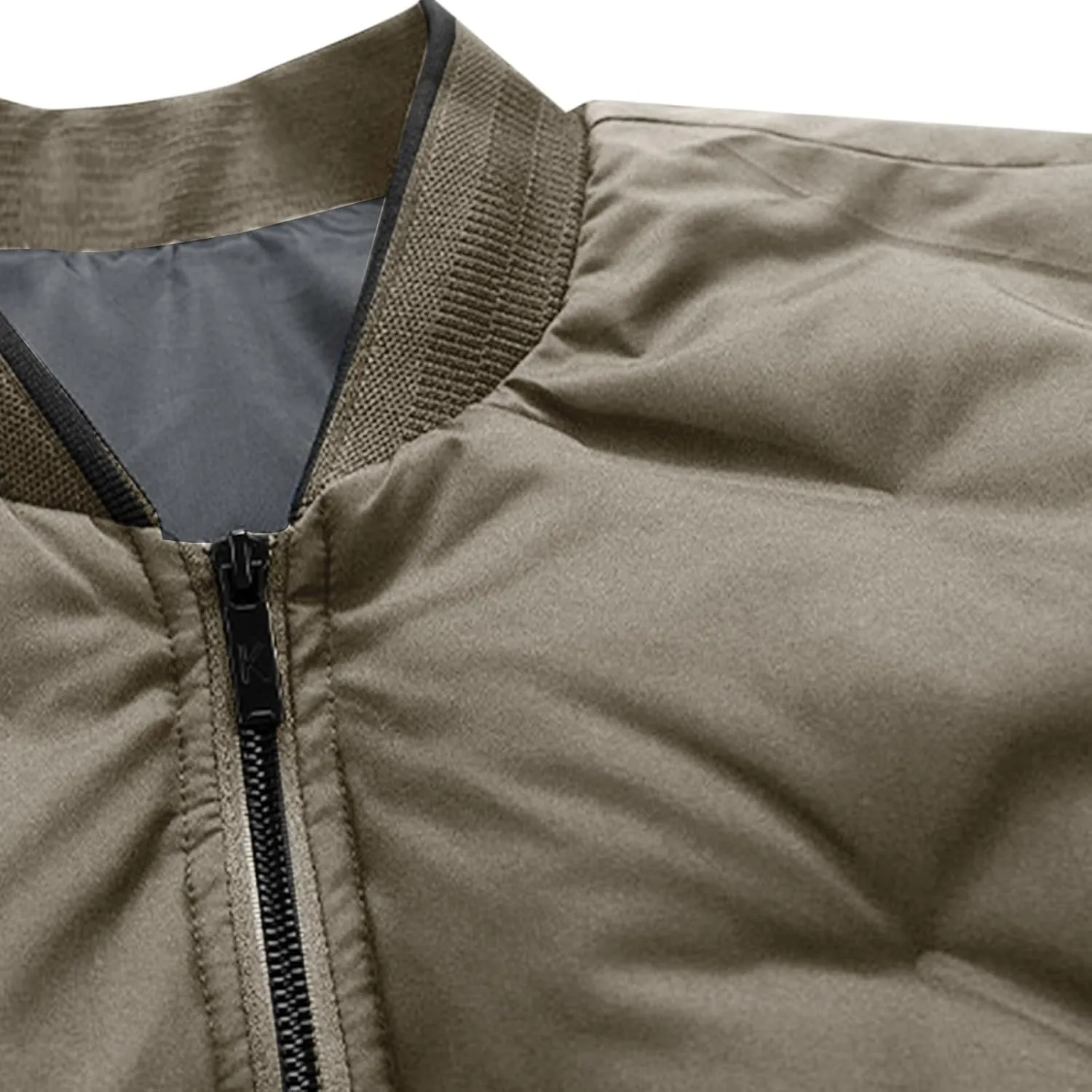 Men's Lightweight Soft Shell Jacket Winter Warm Casual Varsity Bomber Jacket Coat Trendy Long Sleeve Down Jackets