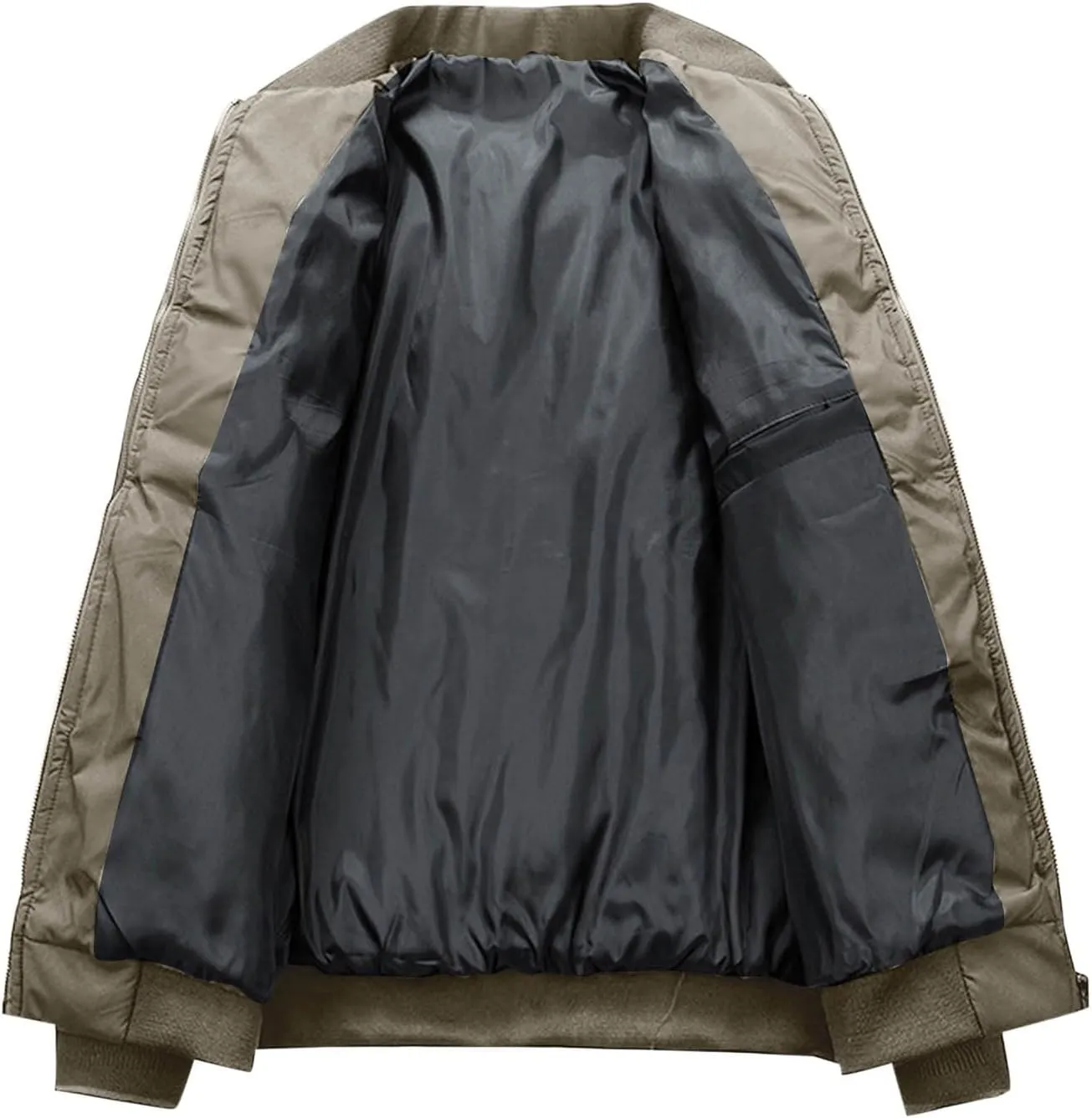 Men's Lightweight Soft Shell Jacket Winter Warm Casual Varsity Bomber Jacket Coat Trendy Long Sleeve Down Jackets