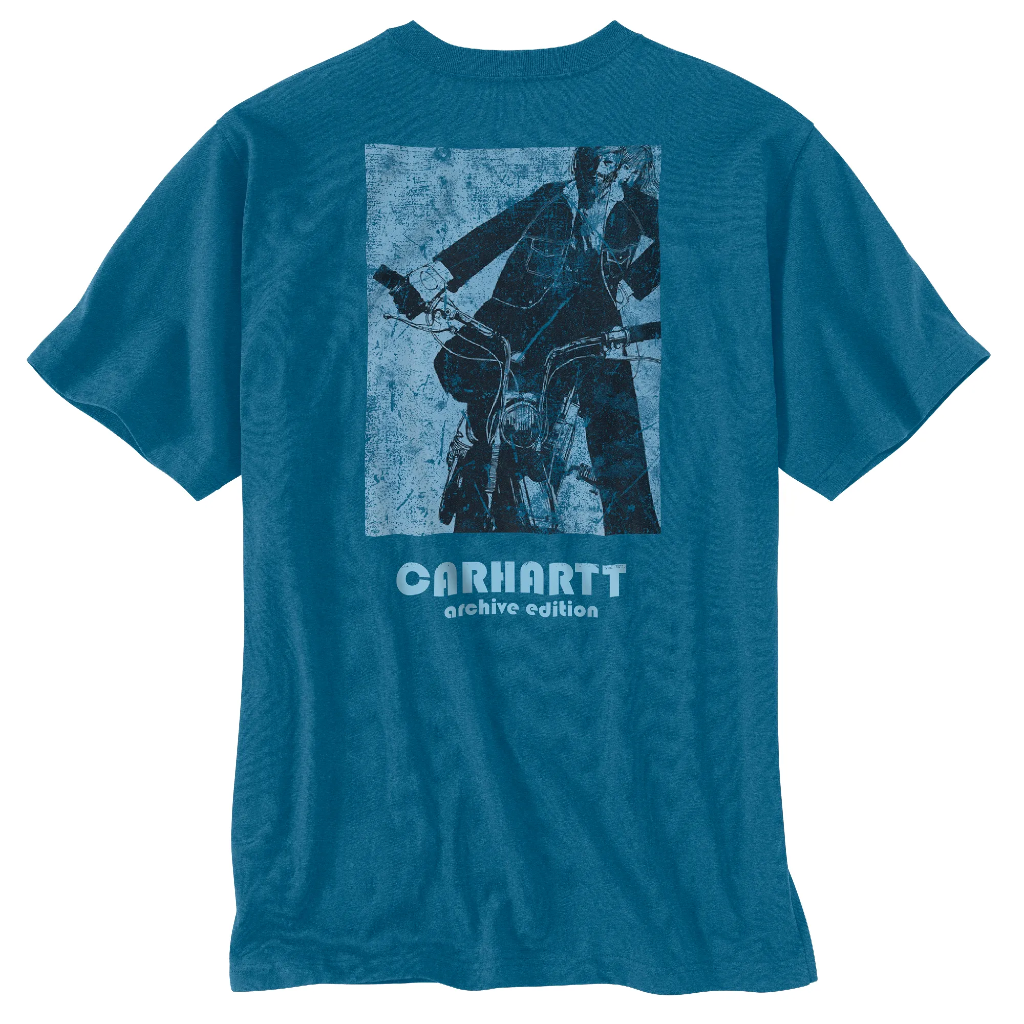 Men's Relaxed Fit Heavyweigh Short-Sleeve Pocket Motorcycle Graphic T-Shirt