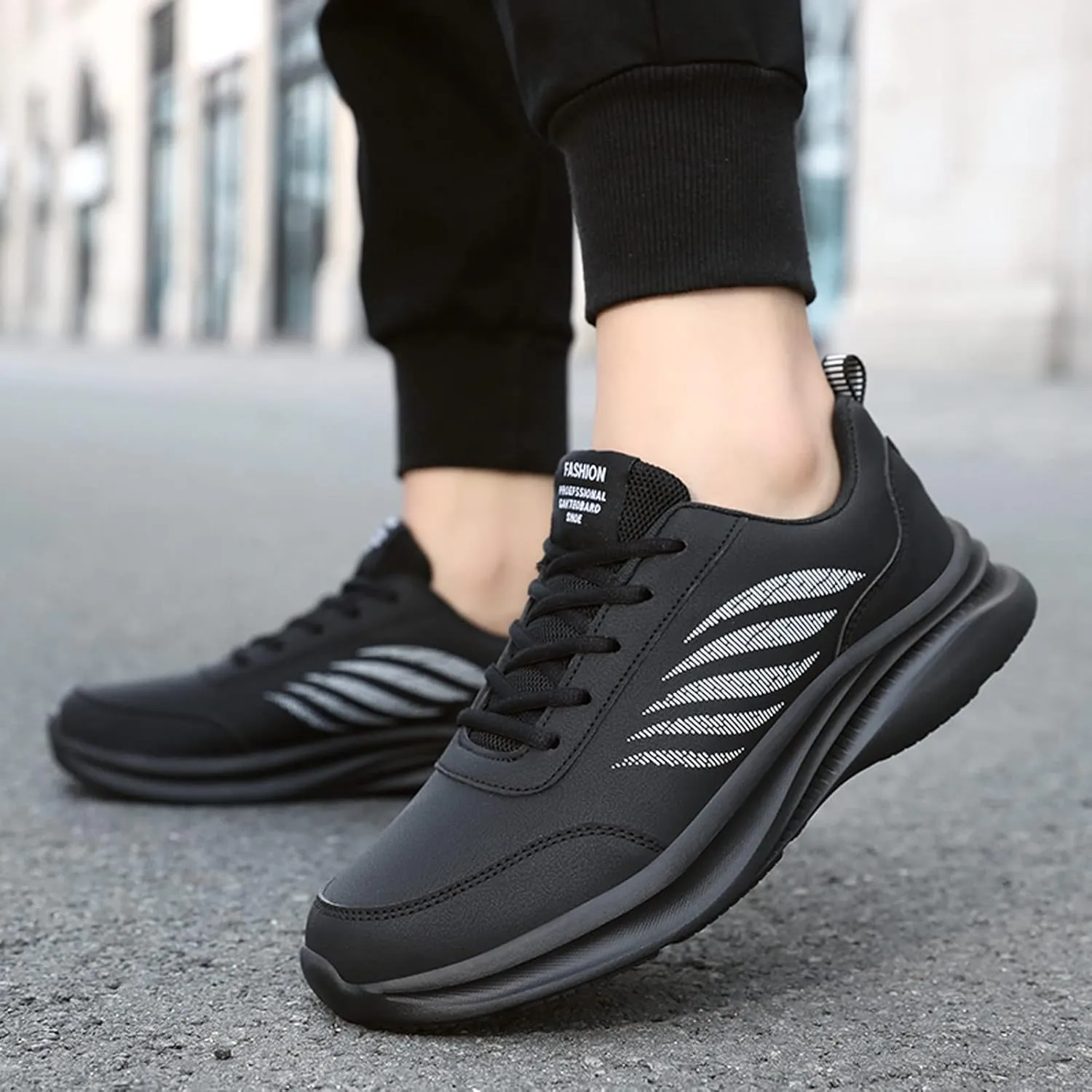 Mens Shoes Casual Leather Laace Up Solid Color Casual Fashion Simple Shoes Running Mens Sneaker Boots
