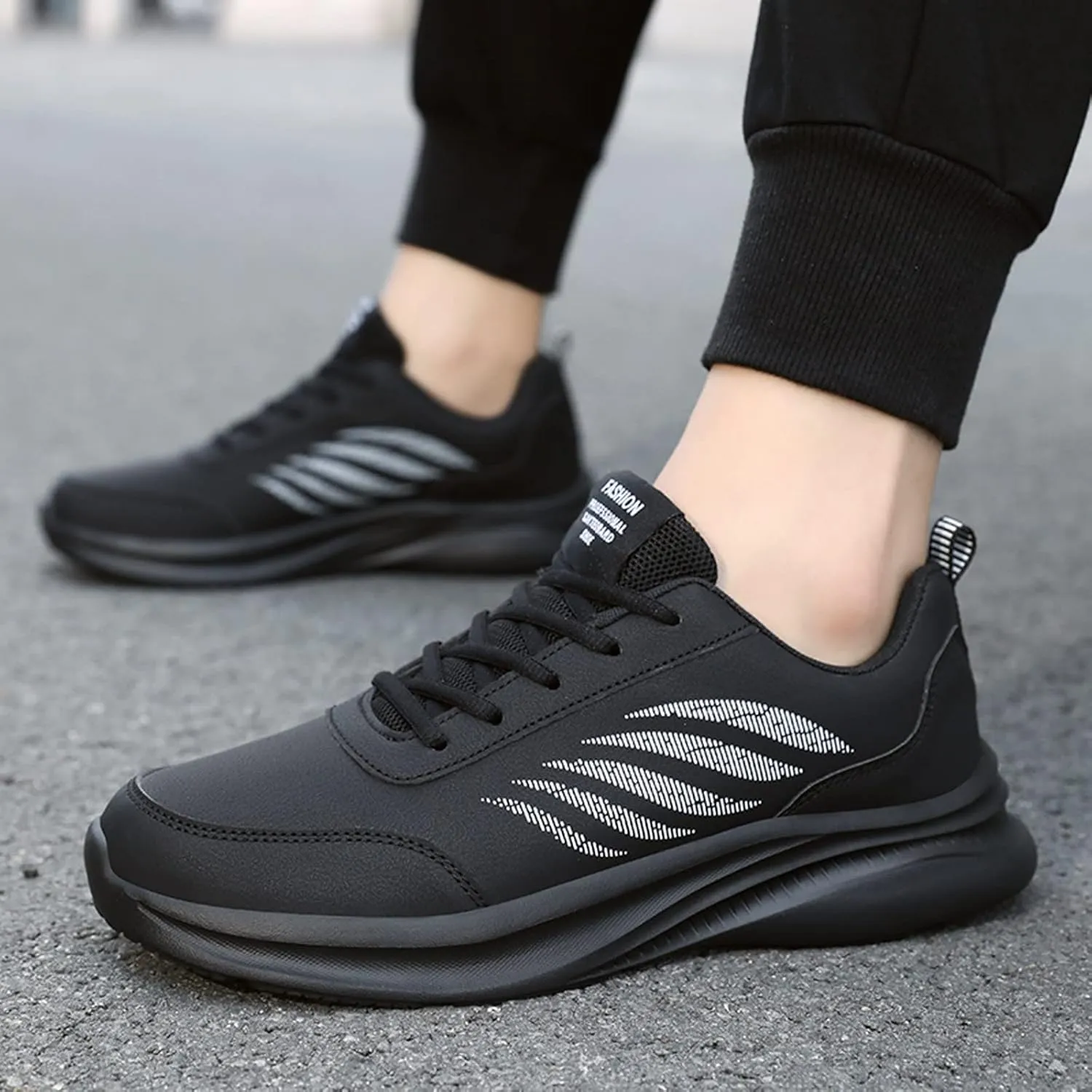 Mens Shoes Casual Leather Laace Up Solid Color Casual Fashion Simple Shoes Running Mens Sneaker Boots