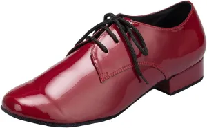Mens Soft Leather Jazz Shoes Modern Latin Lace-up Closed Toe 4CM Standard Dance Shoes