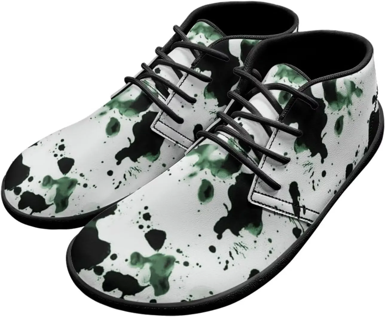 Men's Wide Barefoot Sneakers Comfortable Casual Shoes Minimalist Lightweight PU Waterproof Shoes for Party US 5-14 Black Sole