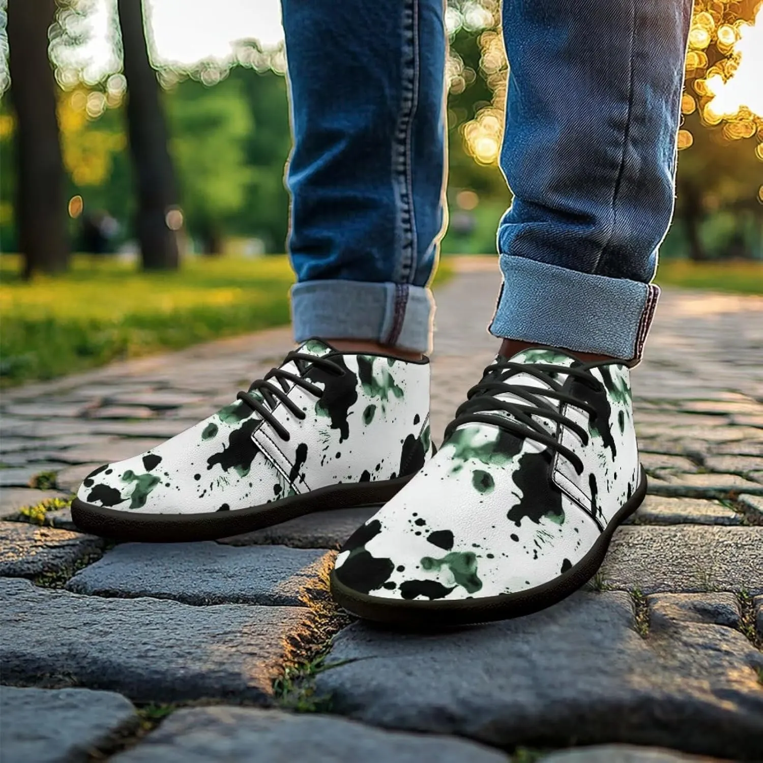 Men's Wide Barefoot Sneakers Comfortable Casual Shoes Minimalist Lightweight PU Waterproof Shoes for Party US 5-14 Black Sole