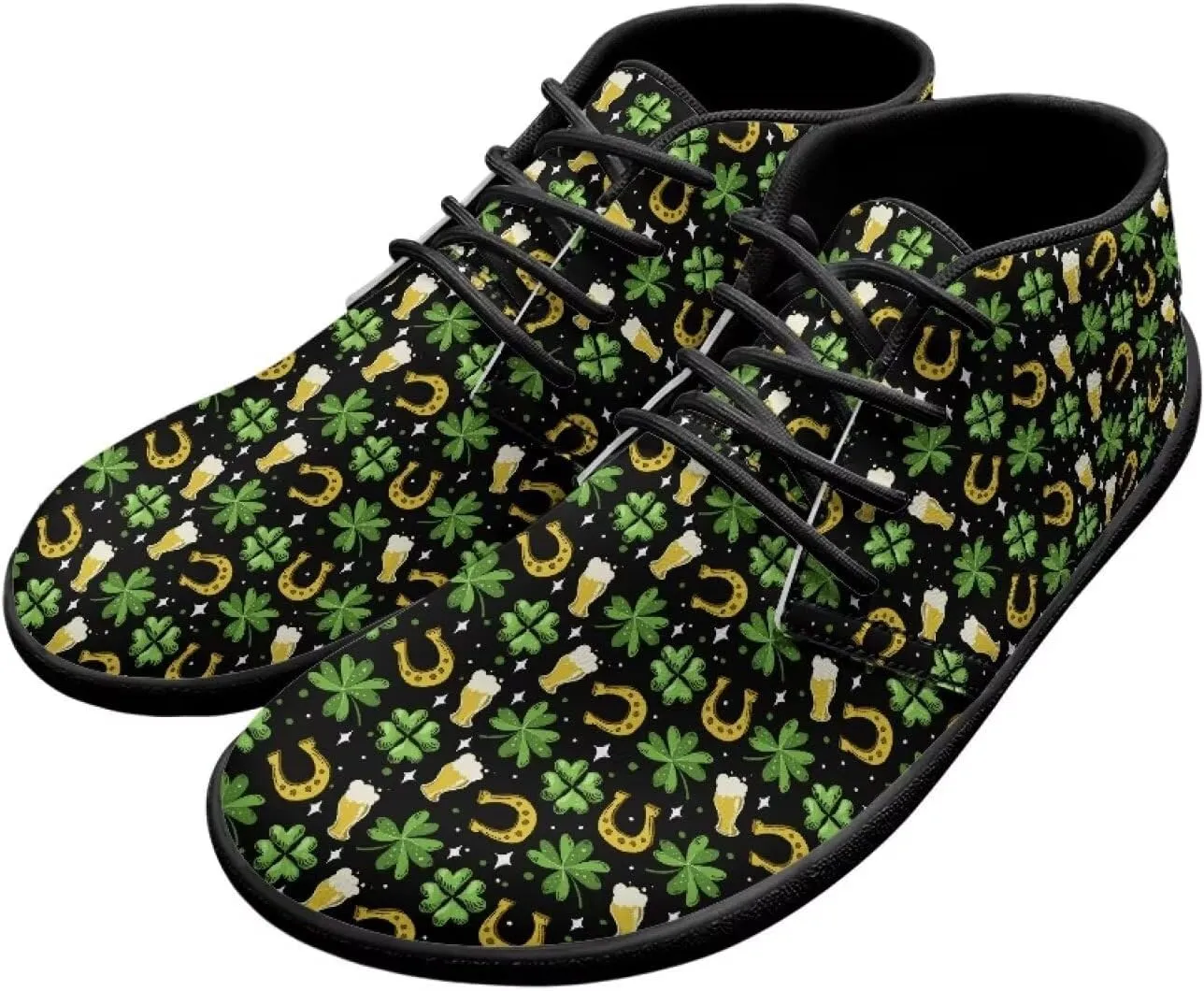 Men's Wide Barefoot Sneakers Comfortable Casual Shoes Minimalist Lightweight PU Waterproof Shoes for Party US 5-14 Black Sole