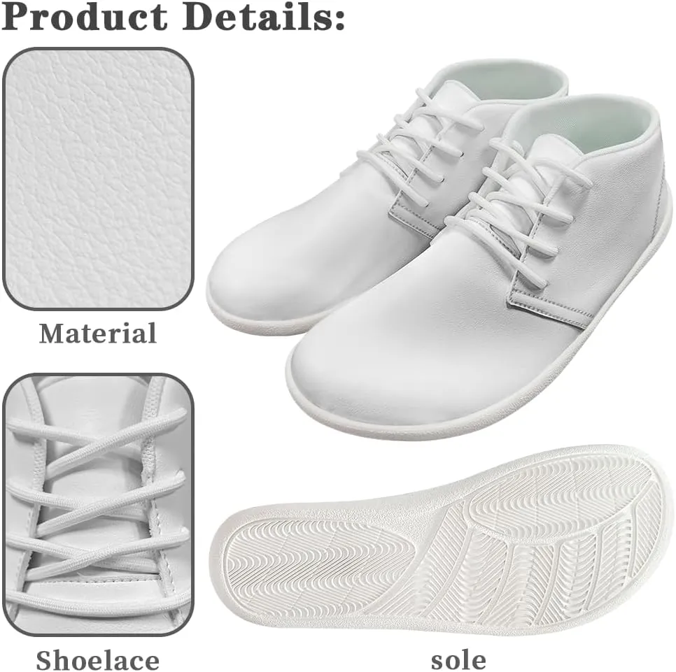Men's Wide Barefoot Sneakers Zero Drop Minimalist Sneakers Lightweight Anti-Skid Walking Shoes for Athletic Size 5-14 White Sole