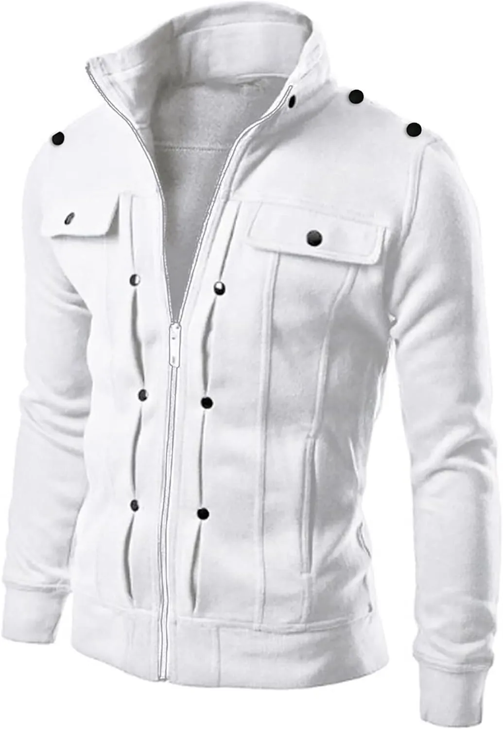 Men's Zip Up Cardigan Slim Fit Stand Collar Fall Winter Warm Jacket Outdoor Lightweight Track Jackets with Pockets