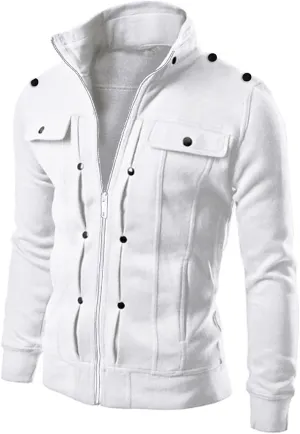Men's Zip Up Cardigan Slim Fit Stand Collar Fall Winter Warm Jacket Outdoor Lightweight Track Jackets with Pockets