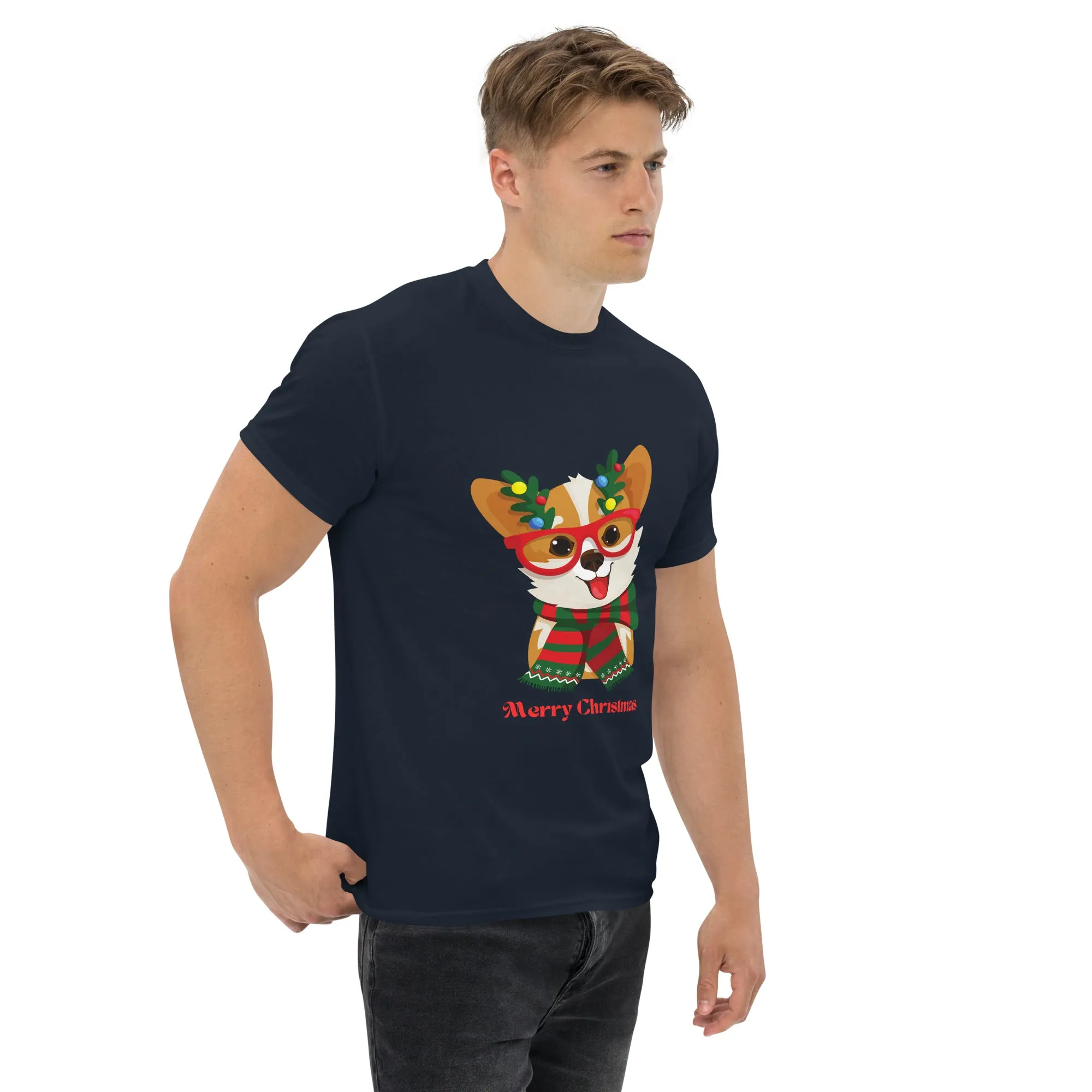 Merry Christmas Corgi - Men's classic tee (100% Cotton)~ Sharon Dawn Collection (Sale Price: $47.99 CAD)