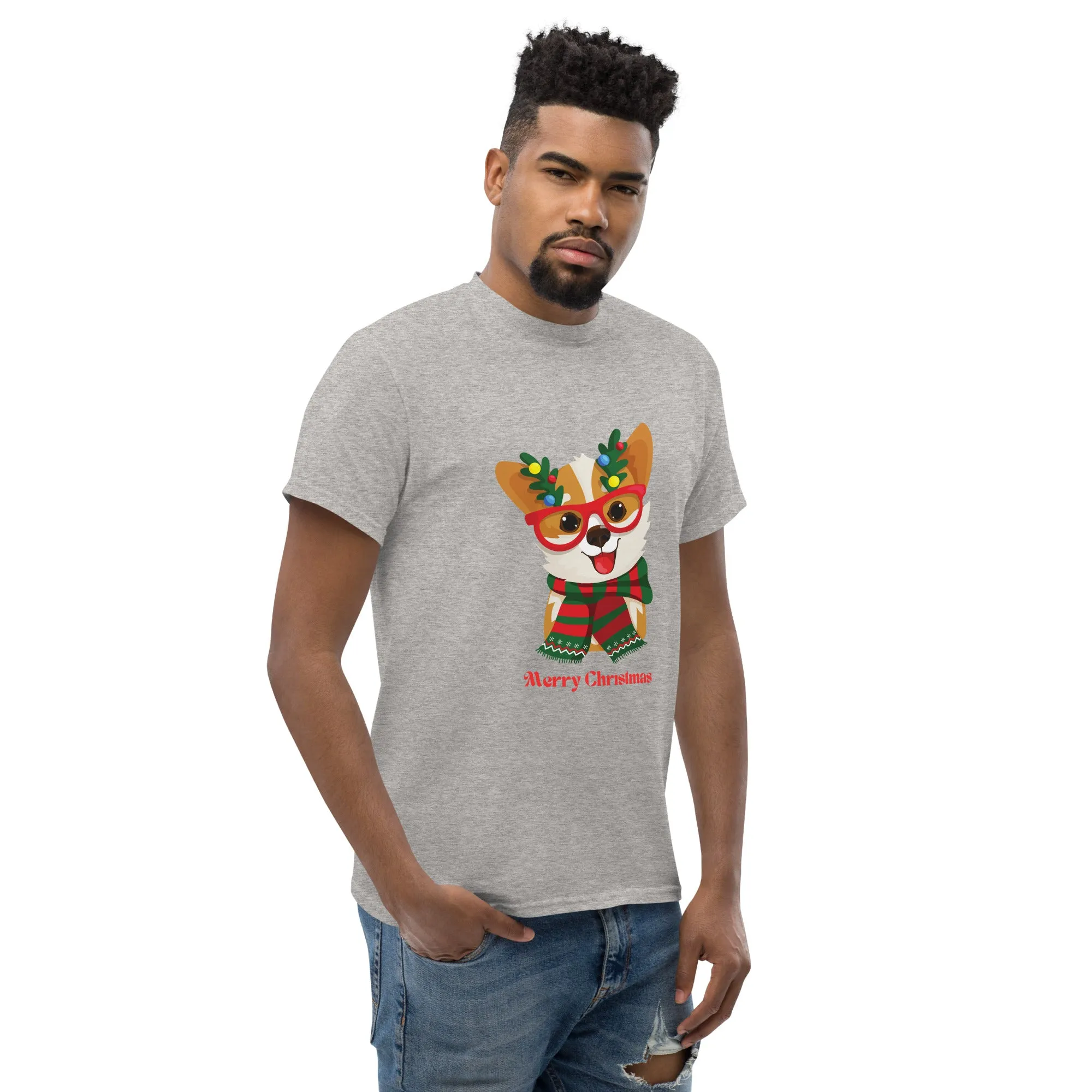 Merry Christmas Corgi - Men's classic tee (100% Cotton)~ Sharon Dawn Collection (Sale Price: $47.99 CAD)