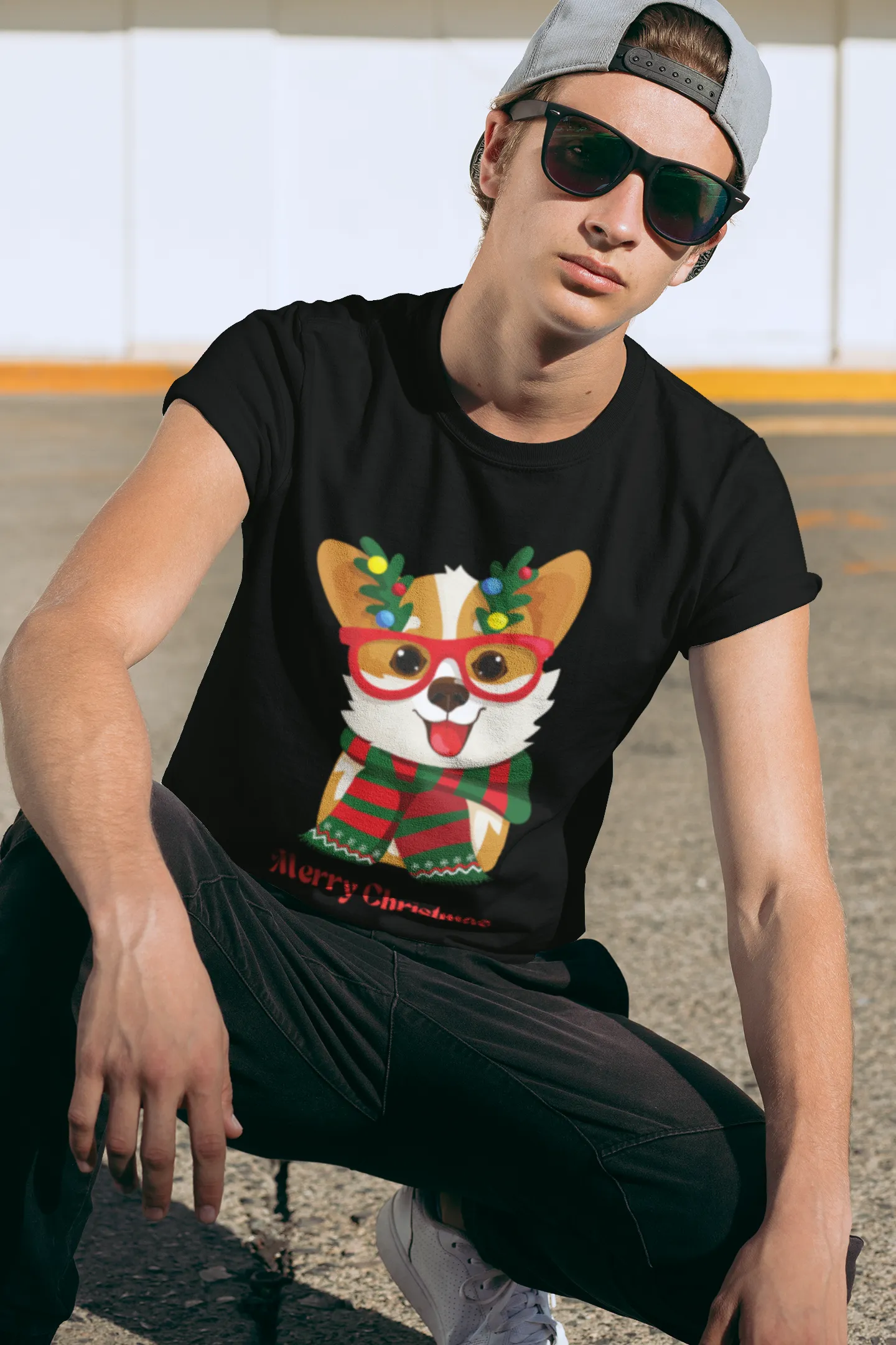 Merry Christmas Corgi - Men's classic tee (100% Cotton)~ Sharon Dawn Collection (Sale Price: $47.99 CAD)