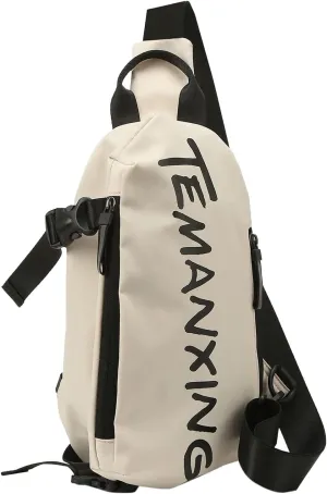 Messenger Bag For Women Men Casual Satchel Bag For School Hiking Pack with Water Bottle Holder Waist Extension Bags (White, One Size)