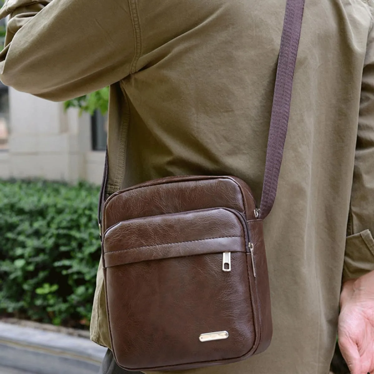 Mini Crossbody Bag Shoulder Bag for Men,Small Leather Messenger Satchel Bag Travel Bag for Women Multi Pocket Purse