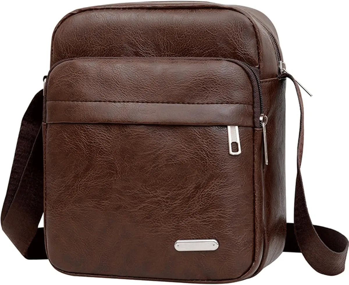 Mini Crossbody Bag Shoulder Bag for Men,Small Leather Messenger Satchel Bag Travel Bag for Women Multi Pocket Purse