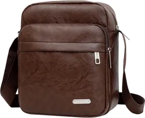 Mini Crossbody Bag Shoulder Bag for Men,Small Leather Messenger Satchel Bag Travel Bag for Women Multi Pocket Purse