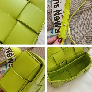 Mini Woven Purse Crossbody, Women's PU Leather Woven Small Square Bag, Fashion Waist Bag Convertible Shoulder Bag Hobo Bags