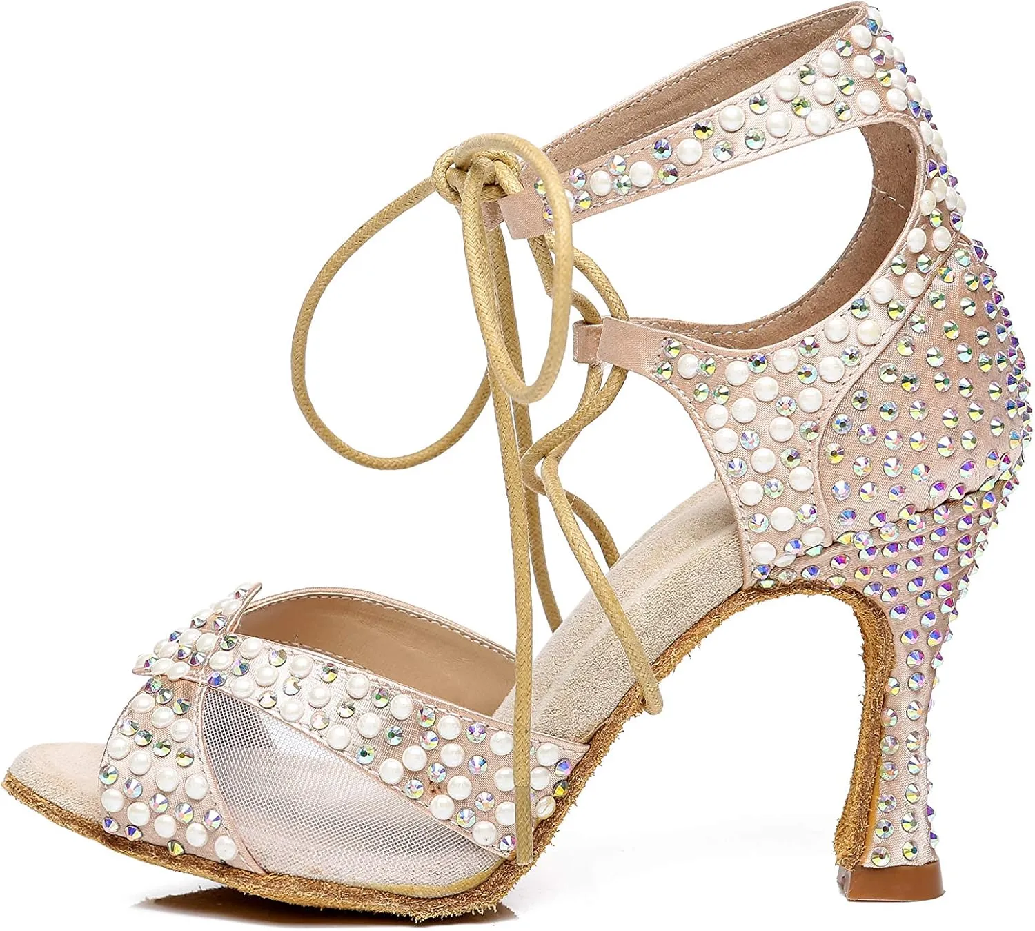 Minishion Ballroom Dancing Shoes Rhinestions Sparkle Dance Heels L452