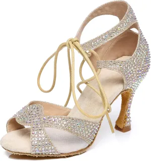 Minishion Ballroom Dancing Shoes Rhinestions Sparkle Dance Heels L452