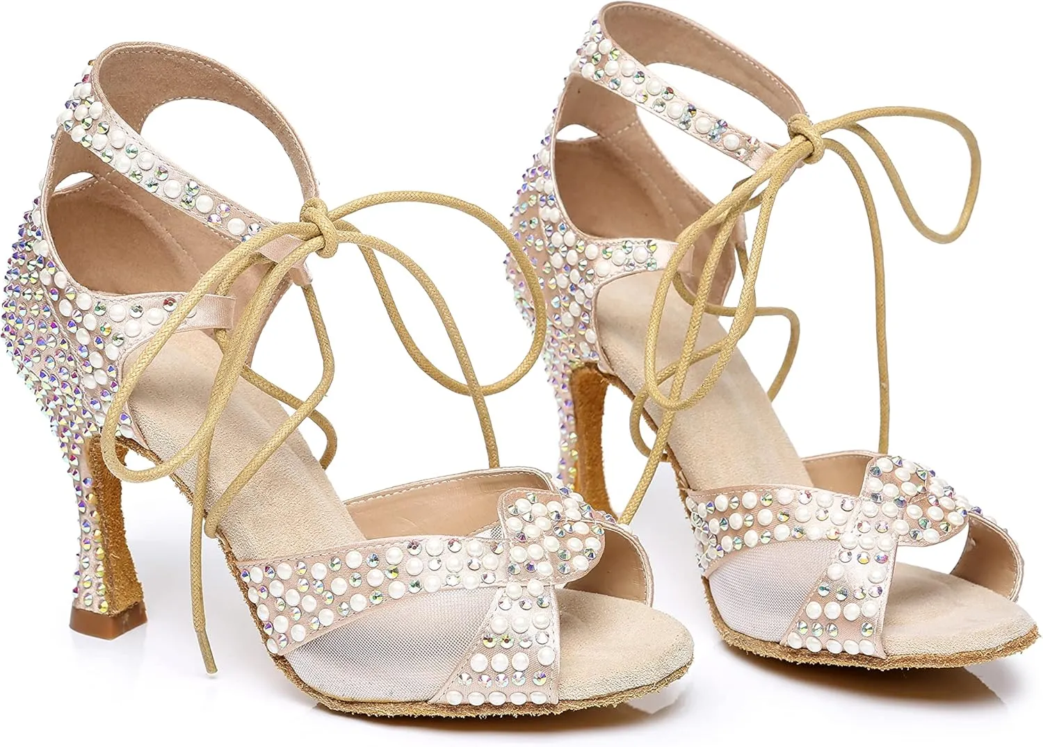 Minishion Ballroom Dancing Shoes Rhinestions Sparkle Dance Heels L452