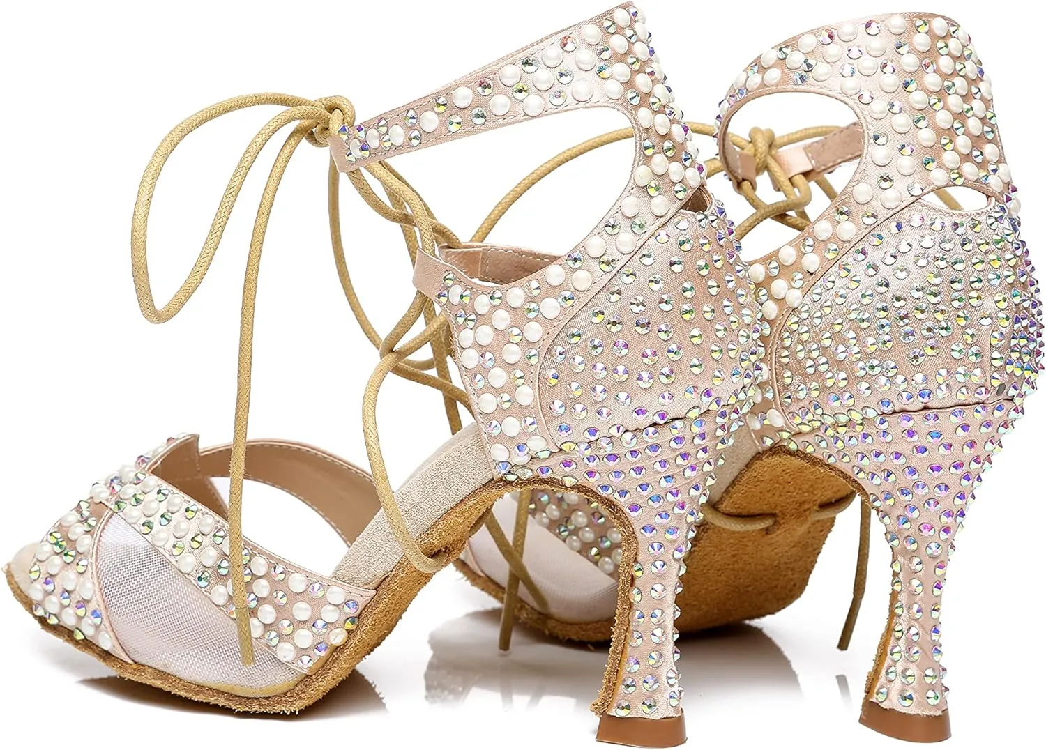 Minishion Ballroom Dancing Shoes Rhinestions Sparkle Dance Heels L452