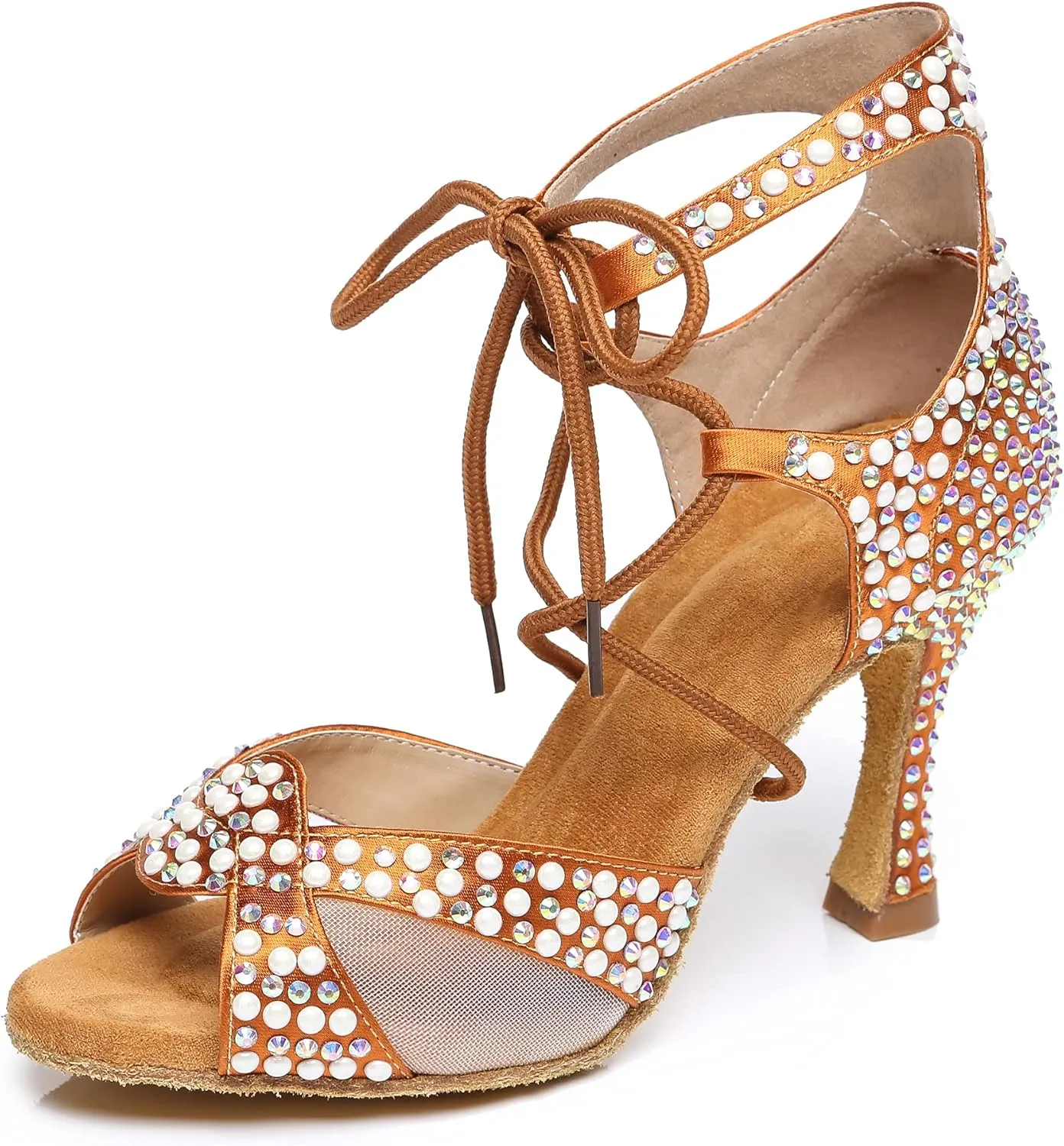 Minishion Ballroom Dancing Shoes Rhinestions Sparkle Dance Heels L452