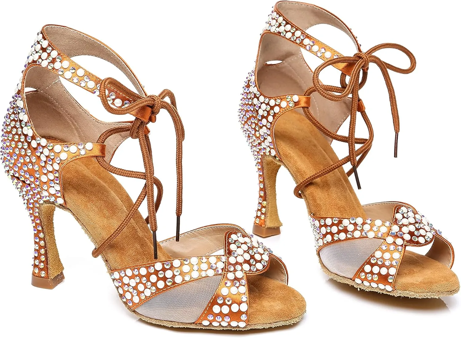 Minishion Ballroom Dancing Shoes Rhinestions Sparkle Dance Heels L452