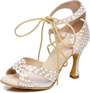 Minishion Ballroom Dancing Shoes Rhinestions Sparkle Dance Heels L452