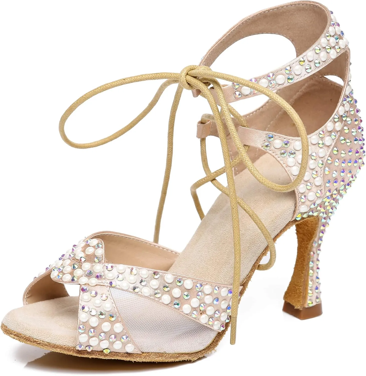 Minishion Ballroom Dancing Shoes Rhinestions Sparkle Dance Heels L452