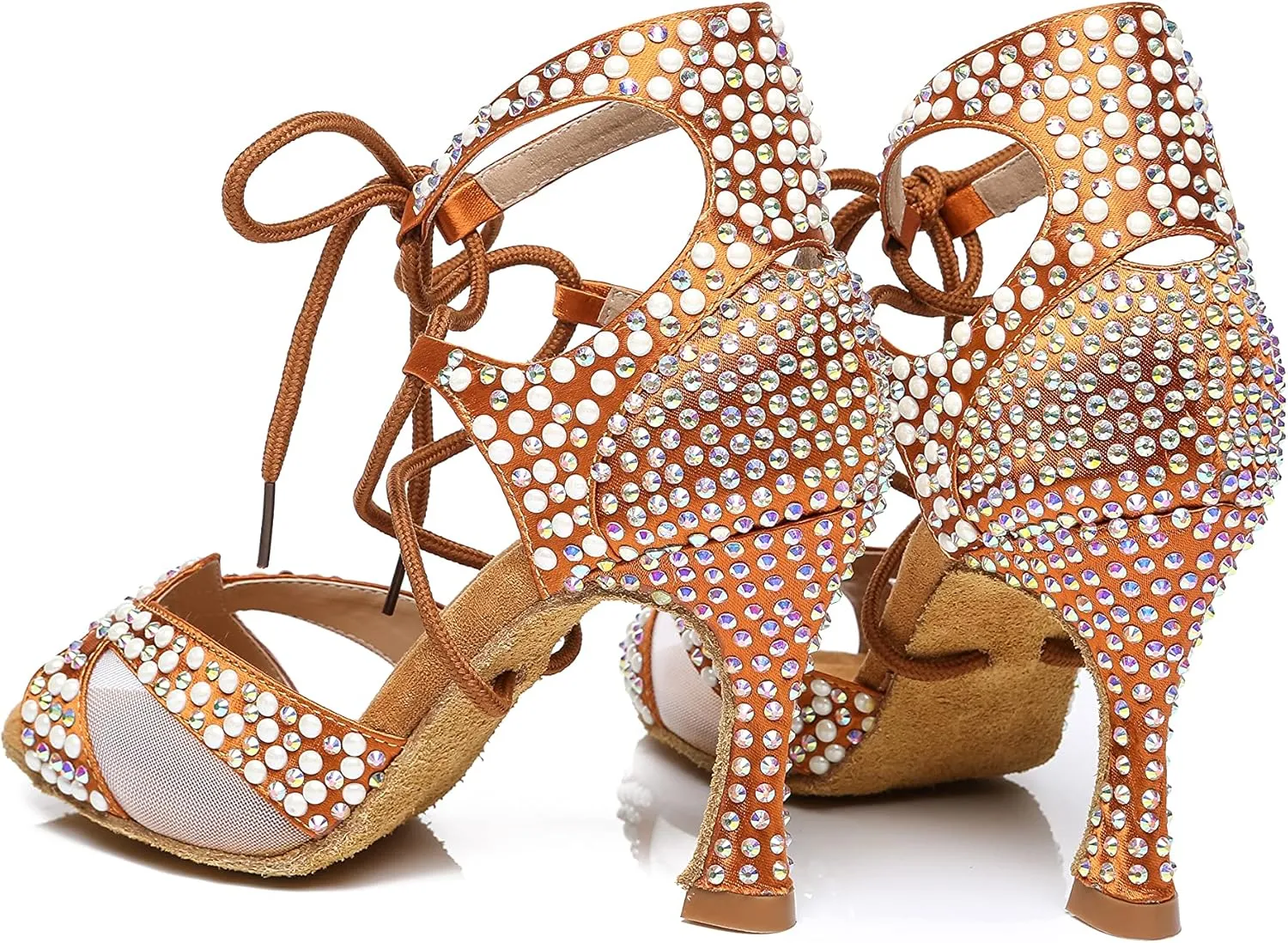 Minishion Ballroom Dancing Shoes Rhinestions Sparkle Dance Heels L452
