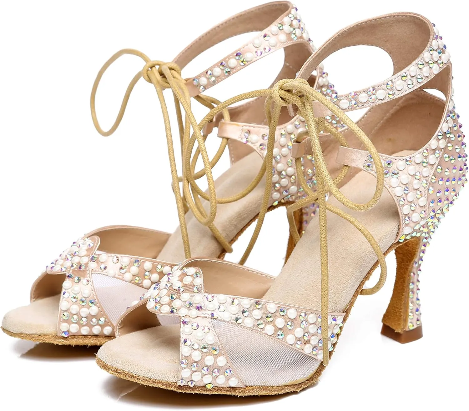 Minishion Ballroom Dancing Shoes Rhinestions Sparkle Dance Heels L452
