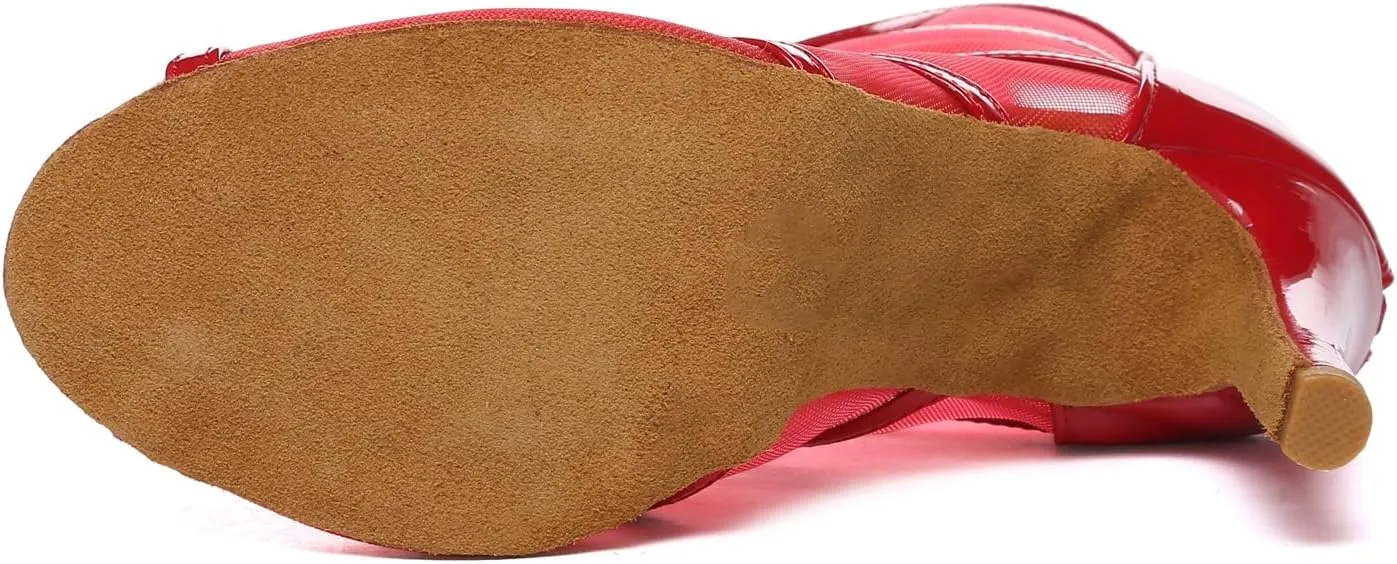 Minishion Sexy Dancing Shoes for Women Peep Toe Evening Prom Ankle Booties