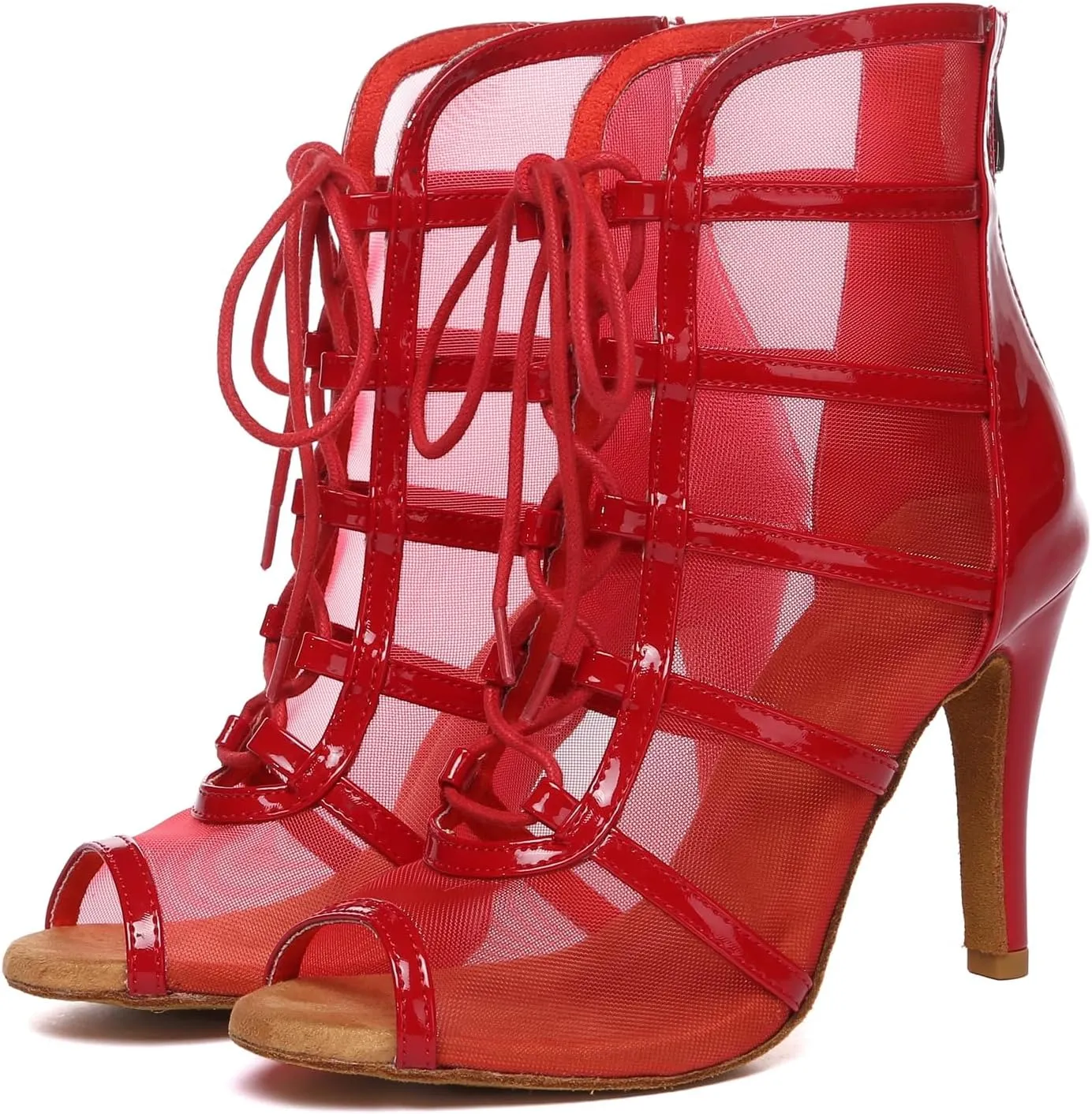 Minishion Sexy Dancing Shoes for Women Peep Toe Evening Prom Ankle Booties