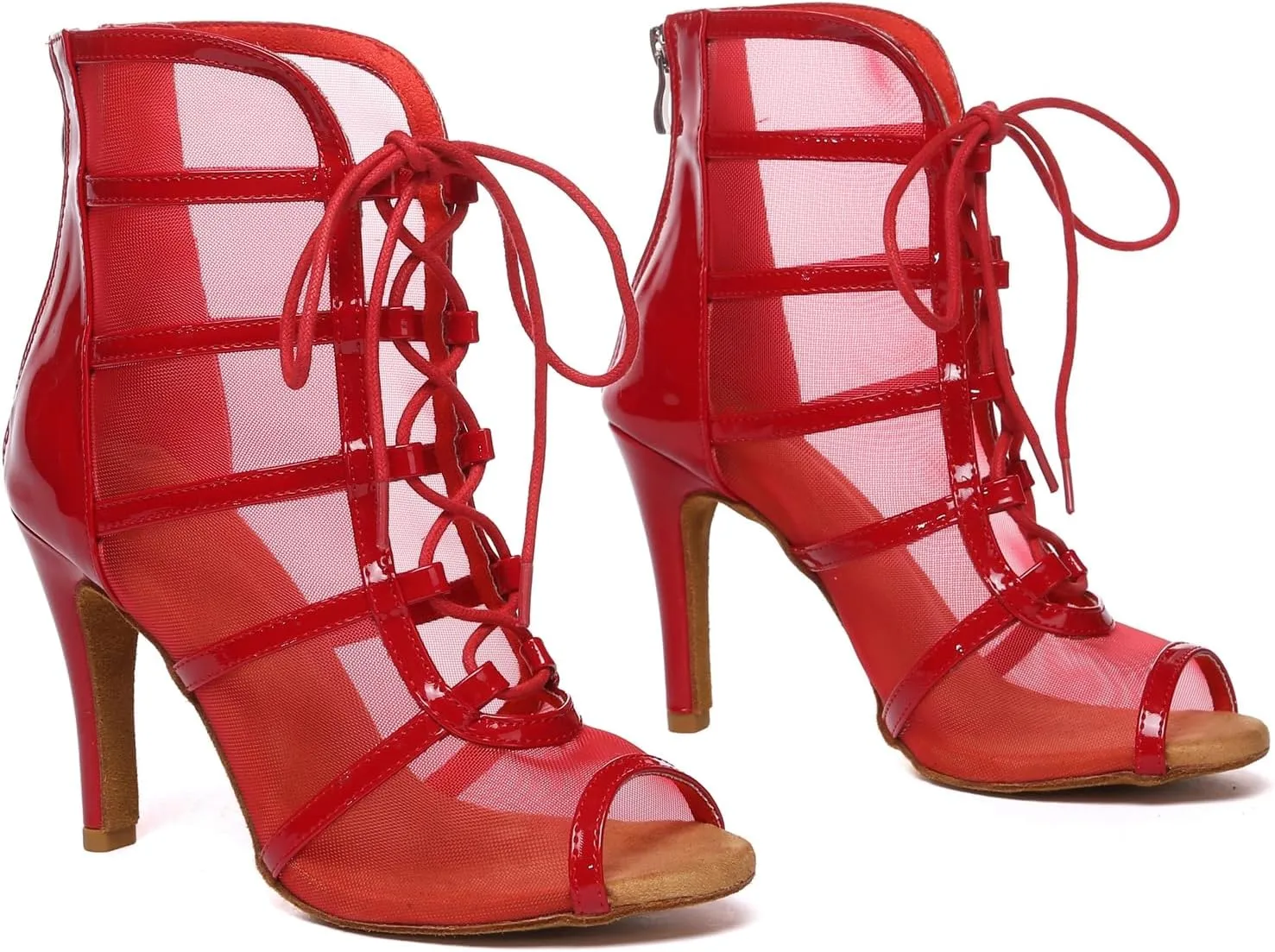 Minishion Sexy Dancing Shoes for Women Peep Toe Evening Prom Ankle Booties