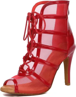 Minishion Sexy Dancing Shoes for Women Peep Toe Evening Prom Ankle Booties