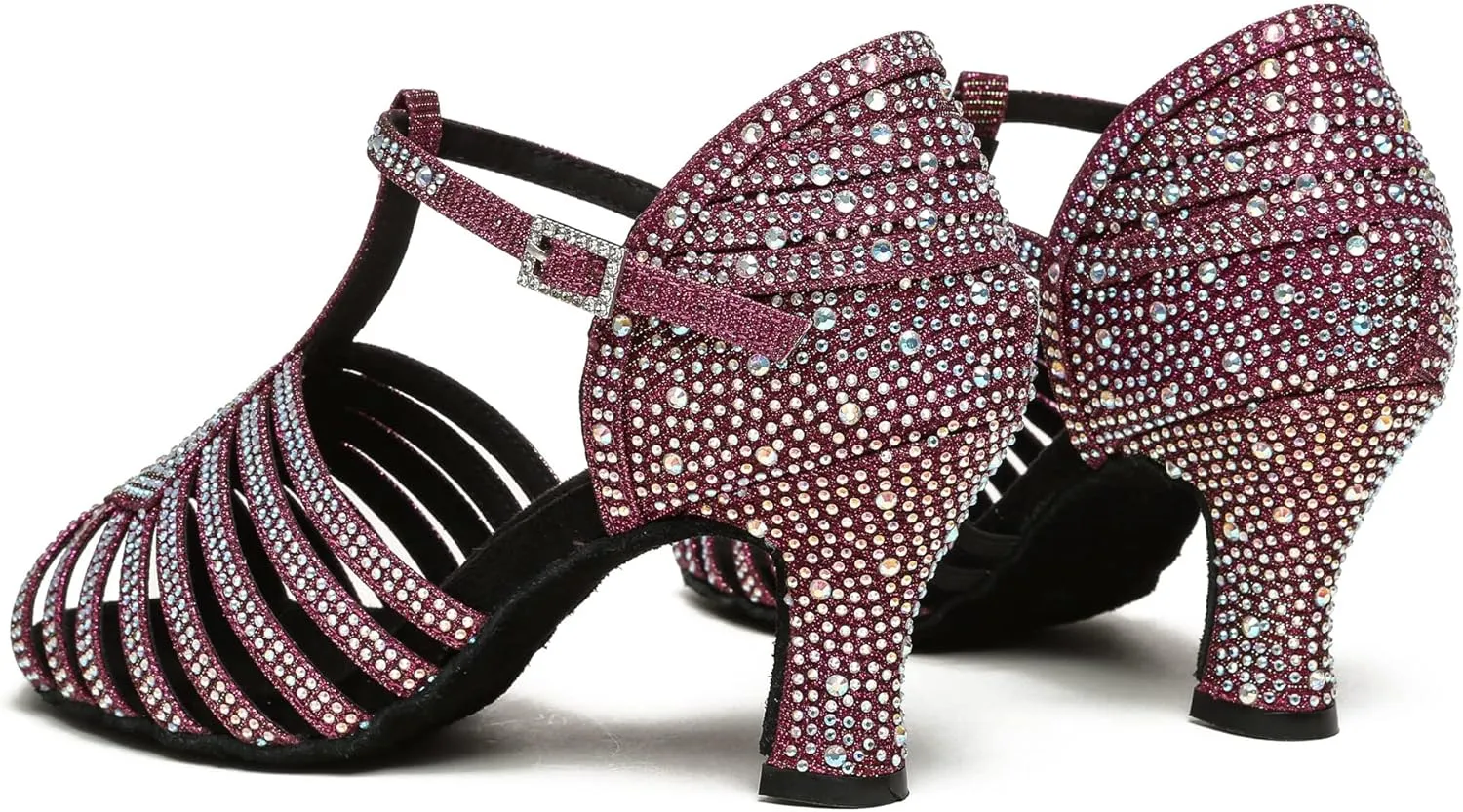Minishion T-Strap Dance Heel Rhinestones Wedding Sandals Shoes