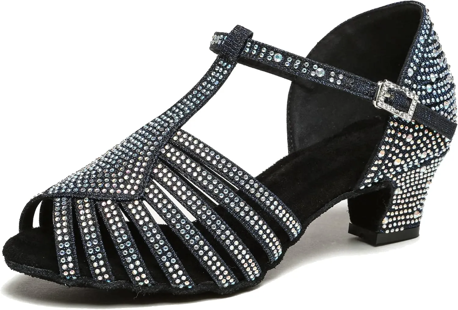 Minishion T-Strap Dance Heel Rhinestones Wedding Sandals Shoes