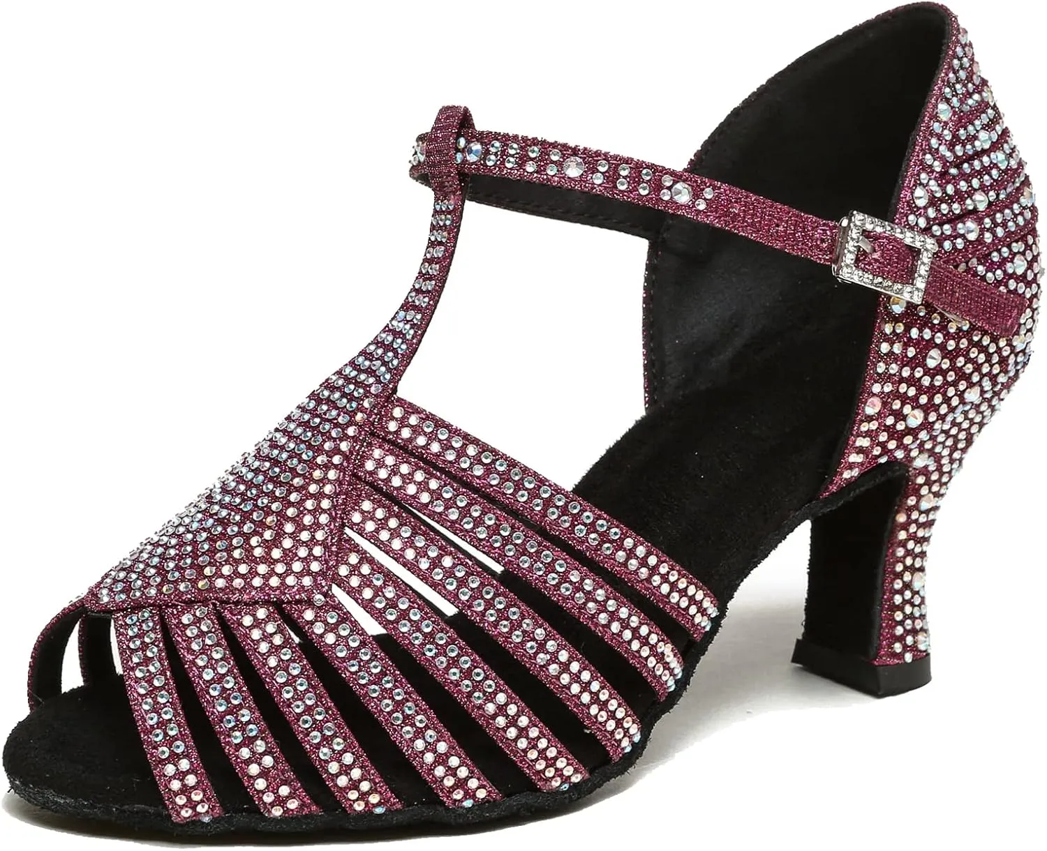 Minishion T-Strap Dance Heel Rhinestones Wedding Sandals Shoes