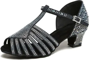Minishion T-Strap Dance Heel Rhinestones Wedding Sandals Shoes