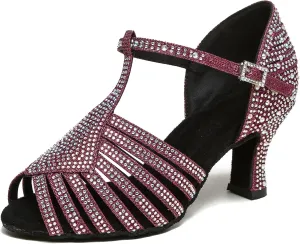 Minishion T-Strap Dance Heel Rhinestones Wedding Sandals Shoes