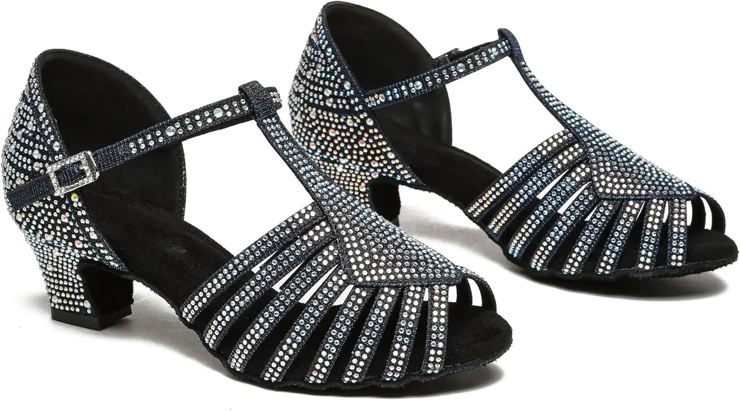 Minishion T-Strap Dance Heel Rhinestones Wedding Sandals Shoes