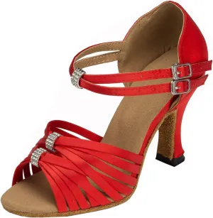 Minishion Women's Satin Latin Ballroom Dance Shoes Wedding Evening Sandals