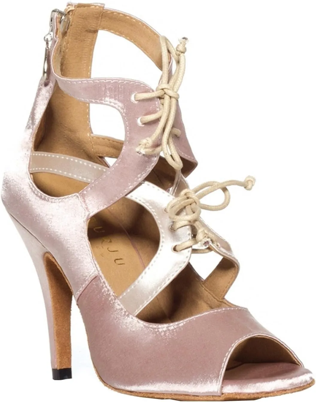 Minishion Women's TH009 Lace-up Zip Pleather Wedding Ballroom Latin Taogo Dance Sandals