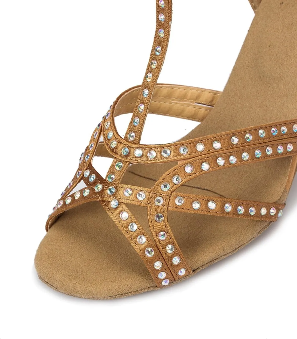 Minishion Women's TH064 T-Strap Peep Toe Satin Wedding Ballroom Latin Taogo Dance Sandals