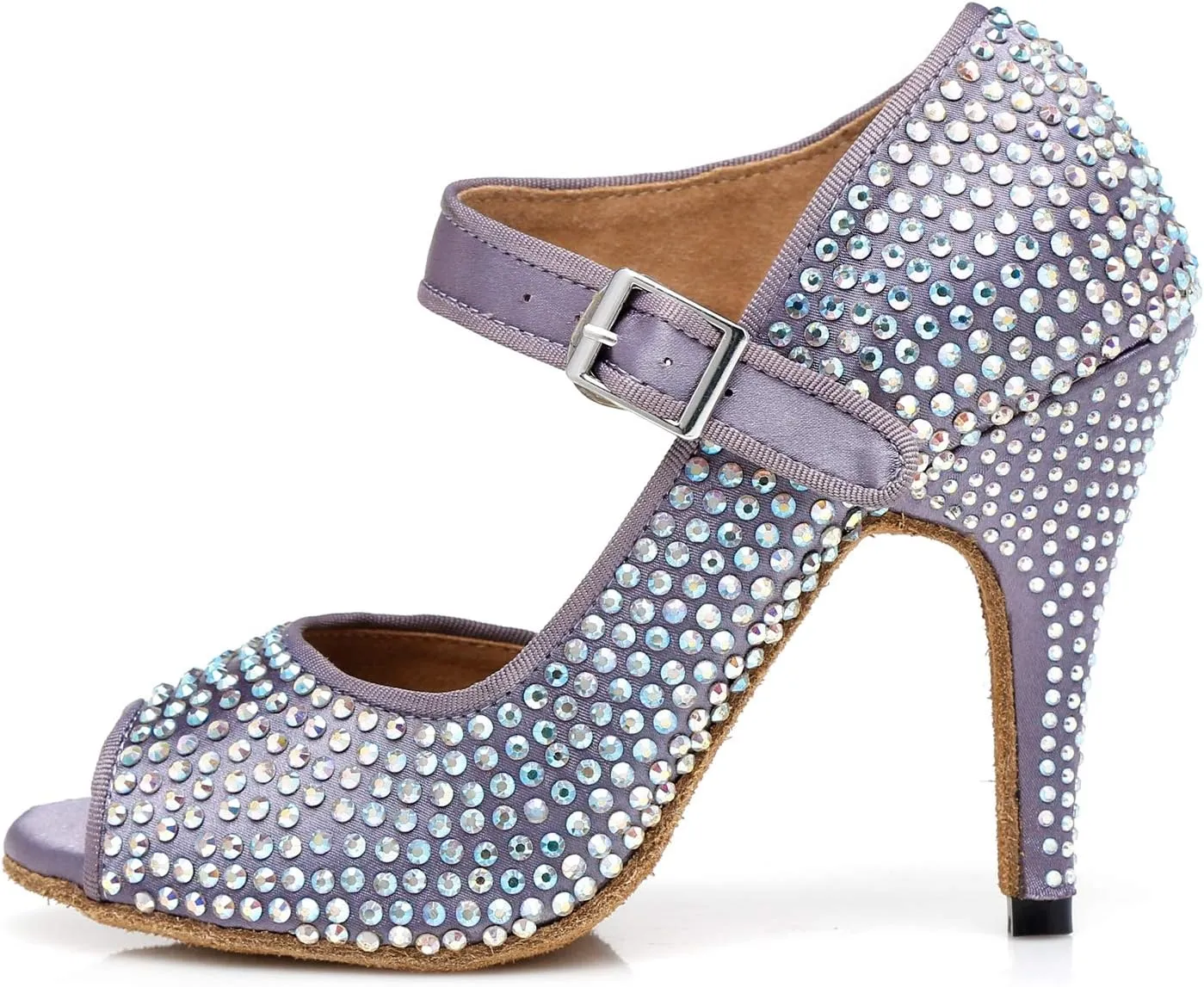 Minishion Women's TH126 4" Heel Crystals Satin Wedding Ballroom Latin Taogo Dance Sandals